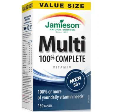 Jamieson Multi Vitamin 100% Complete Men 50+ 150 Caplets - YesWellness.com