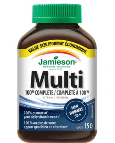 Jamieson Multi Vitamin 100% Complete Men 50+ 150 Caplets - YesWellness.com