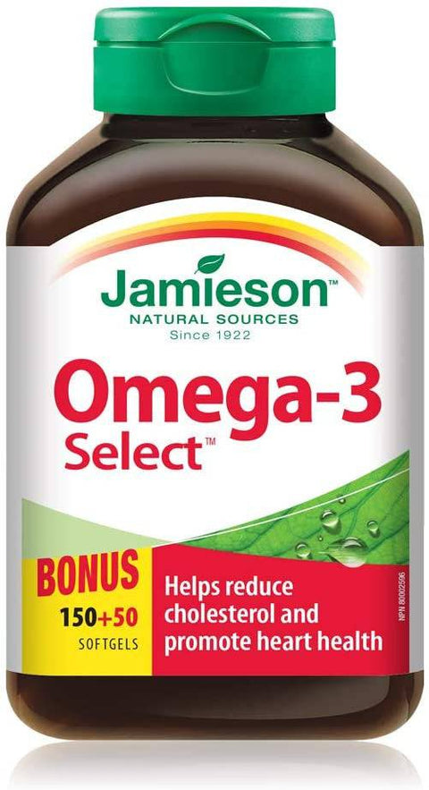 Jamieson Omega-3 Select Bonus 150+50 Softgels - YesWellness.com