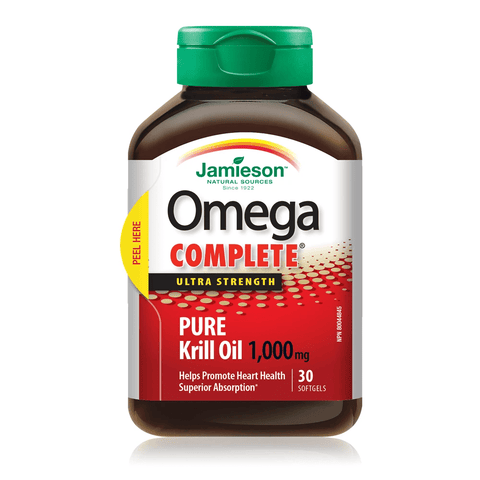 Jamieson Omega Complete Ultra Strength Pure Krill Oil 1000mg - 30 Softgels - YesWellness.com