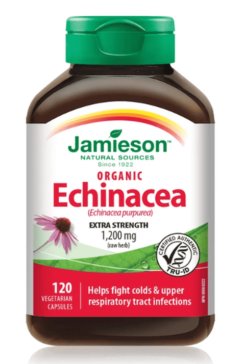 Jamieson Organic Echinacea Extra Strength 1200mg 120 Vegetarian Capsules - YesWellness.com