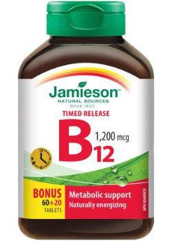 Jamieson Time Release Product  Vitamin B12 1200mcg 60 + 20 Tablets - YesWellness.com