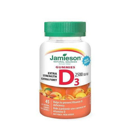 Jamieson Vitamin D3 Extra Strength 2500 IU 45 Gummies - YesWellness.com