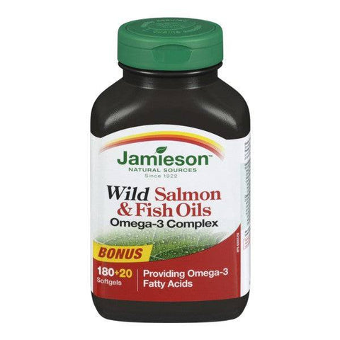 Jamieson Wild Salmon Oil & Fish Oils - 180+20 Softgels - YesWellness.com