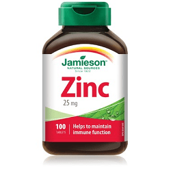 Jamieson Zinc Extra Stength 25mg 100 Tablets - YesWellness.com