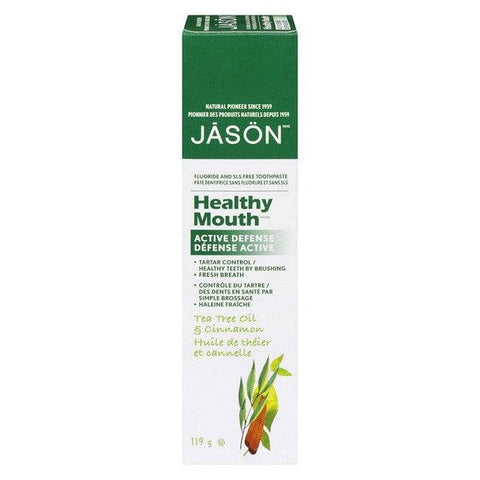 Jason Healthy Mouth Active Defense Toothpaste (Non-Fluoride) Tea Tree Oil & Cinnamon 119g - YesWellness.com