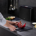 Joseph Joseph Folio Steel Set of 4 Colour-Coded Chopping Boards with Stainless Steel Case Black - YesWellness.com