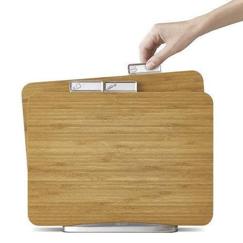 Joseph Joseph Index Bamboo Set of 3 Food-Specific Chopping Boards with Storage Stand - YesWellness.com