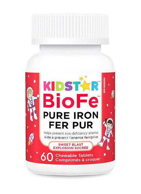 KidStar Nutrients BioFe Pure Iron - Sweet Blast 60 Chewable Tablets - YesWellness.com