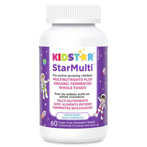 KidStar Nutrients StarMulti Multinutrients Plus Organic Fermented Whole Foods - Space Berry 60 Chewable Tablets - YesWellness.com