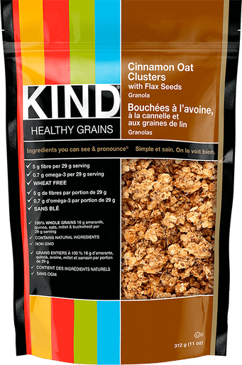 Kind Snacks Healthy Grains Cinnamon Oat Clusters with Flax Seeds Bag 312 Grams - YesWellness.com