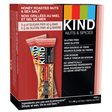 Kind Snacks Honey Roasted Nuts & Sea Salt Bars 12 x 40g box - YesWellness.com