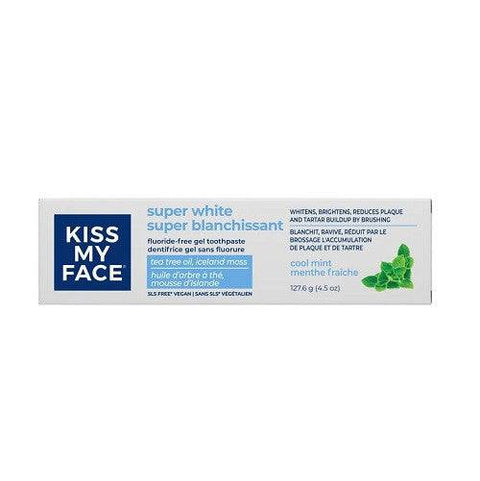 Kiss My Face Super White Fluoride Free Gel Toothpaste Cool Mint 127.6g - YesWellness.com