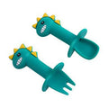 Knute Kids Dinosaur Shape Silicone Baby Fork and Spoon Set - YesWellness.com