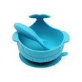 Knute Kids Shark Design Silicone Suction Bowl With Spoon Set - Blue - YesWellness.com