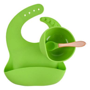 Knute Kids Silicone Bib with Bowl & Spoon Set - Green - YesWellness.com