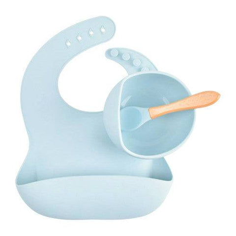 Knute Kids Silicone Bib with Bowl & Spoon Set - Light Blue