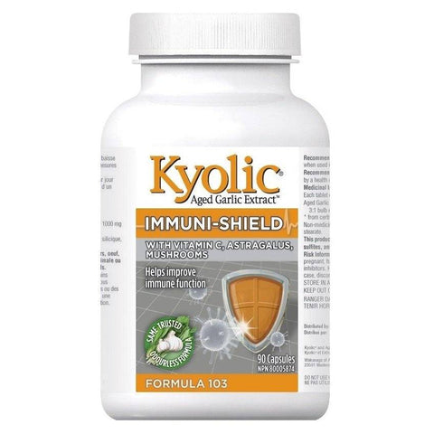 Expires July 2024 Clearance Kyolic Aged Garlic Extract Formula 103 - Immuni-Shield Capsules - 90 Capsules - YesWellness.com