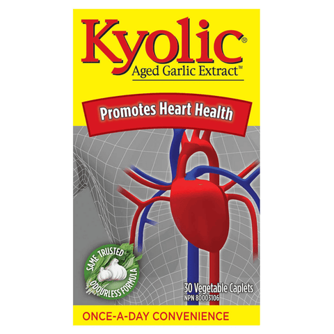 Expires June 2024 Clearance Kyolic Aged Garlic Extract Once-A-Day 600mg - Promotes Heart Health 30 Vegetable Caplets - YesWellness.com