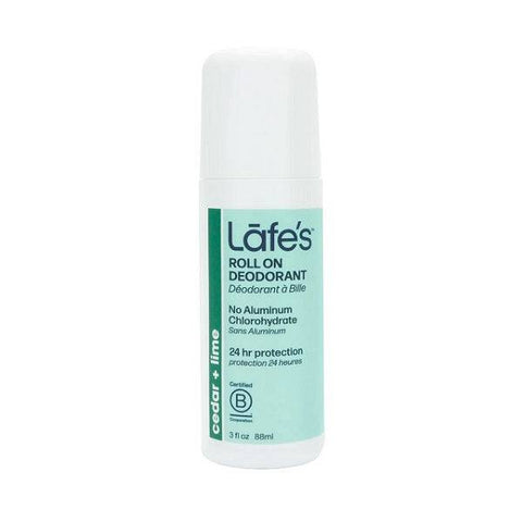 Lafe's Roll On Deodorant Cedar+Lime 24hr Protection 88mL - YesWellness.com