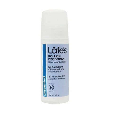Lafe's Roll On Deodorant Unscented 24hr Protection 88mL - YesWellness.com