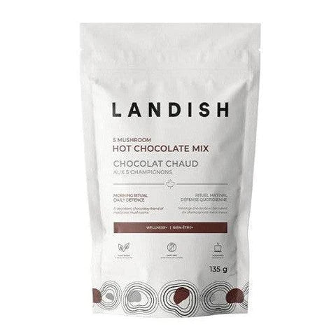 Expires July 2024 Clearance Landish 5 Mushroom Hot Chocolate Mix 135g - YesWellness.com