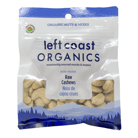 Left Coast Organics Organic Cashews - Whole Raw 200g - YesWellness.com