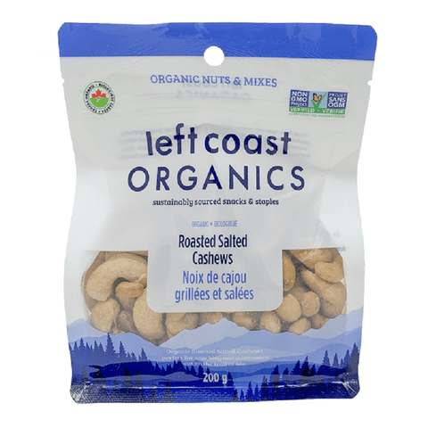 Left Coast Organics Organic Cashews - Whole Roasted Salted 200g - YesWellness.com
