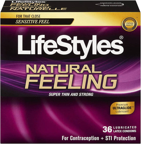 LifeStyles Natural Feeling Lubricated Latex Condoms 36 Count - YesWellness.com