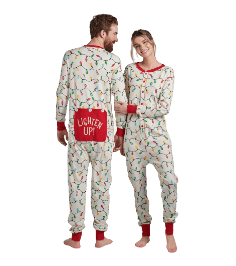 Little Blue House by Hatley Adult Union Suit -Holiday Lights Glow In the Dark - YesWellness.com