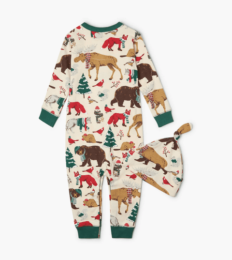 Little Blue House by Hatley Baby Coverall with Hat - Woodland Winter - YesWellness.com