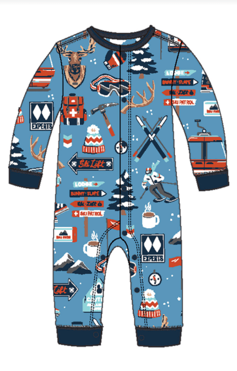Little Blue House by Hatley Baby Union Suit - Blue Ski Holiday - YesWellness.com
