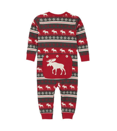 Little Blue House by Hatley Baby Union Suit Fair Isle Moose - YesWellness.com