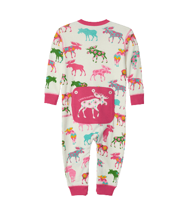 Little Blue House by Hatley Baby Union Suit Patterned Moose - YesWellness.com