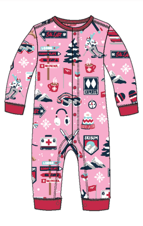 Little Blue House by Hatley Baby Union Suit - Pink Ski Holiday - YesWellness.com