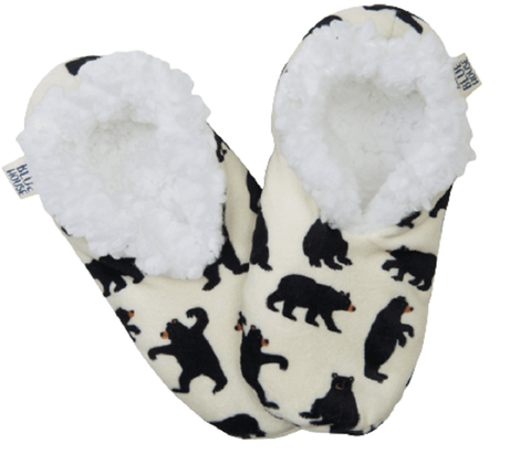 Little Blue House By Hatley Black Bears Kids Warm and Cozy Slippers - YesWellness.com