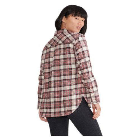 Little Blue House by Hatley Cream Plaid Women's Heritage Flannel Shirt - YesWellness.com