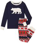 Little Blue House by Hatley Fair Isle Bear Kids Applique Pajama Set - YesWellness.com