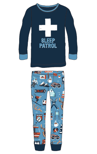 Little Blue House by Hatley Kids Appliqué Pajama Set - Blue Ski Holiday - YesWellness.com