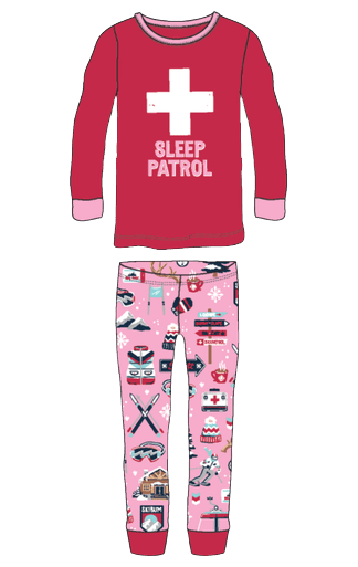 Little Blue House by Hatley Kids Appliqué Pajama Set - Pink Ski Holiday - YesWellness.com