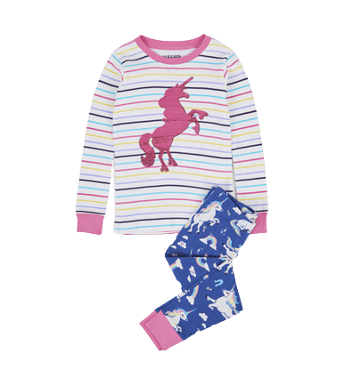 Little Blue House by Hatley Kids Applique Pajama Set Rainbow Unicorns - YesWellness.com