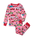 Little Blue House by Hatley Kids Pajama Set - Pink Retro Christmas - YesWellness.com