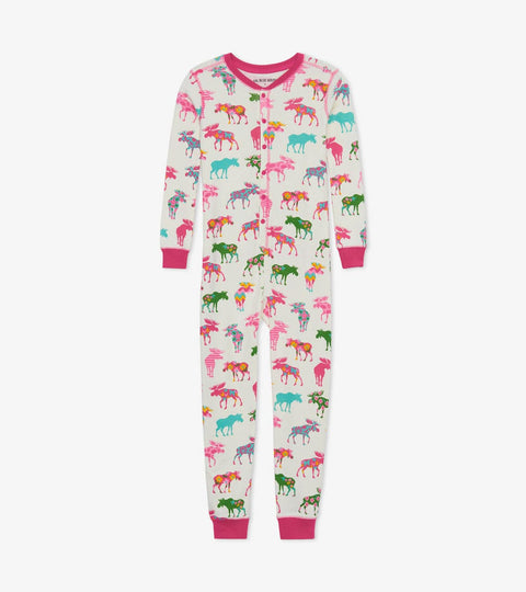 Little Blue House by Hatley Kids Union Suit Patterned Moose - YesWellness.com