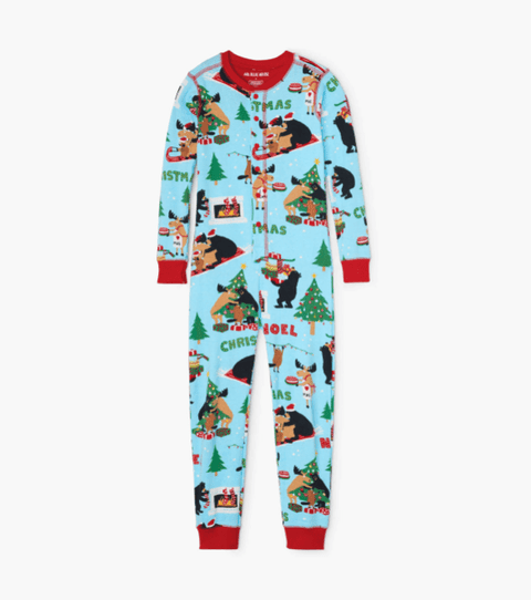 Little Blue House by Hatley Kids Union Suit Wild About Christmas - YesWellness.com