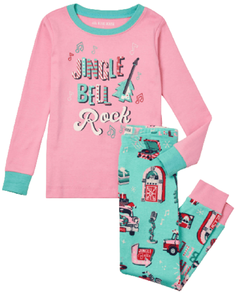 Little Blue House by Hatley Pink Rockin Holidays Kids Applique Pajama Set - YesWellness.com