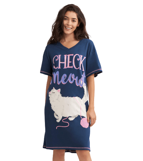Little Blue House by Hatley Women's Sleepshirt One Size - Check Meowt - YesWellness.com