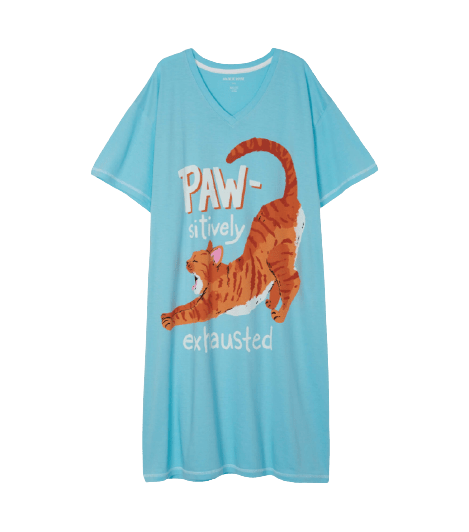 Little Blue House by Hatley Women's Sleepshirt One Size - Pawsitively Exhausted - YesWellness.com