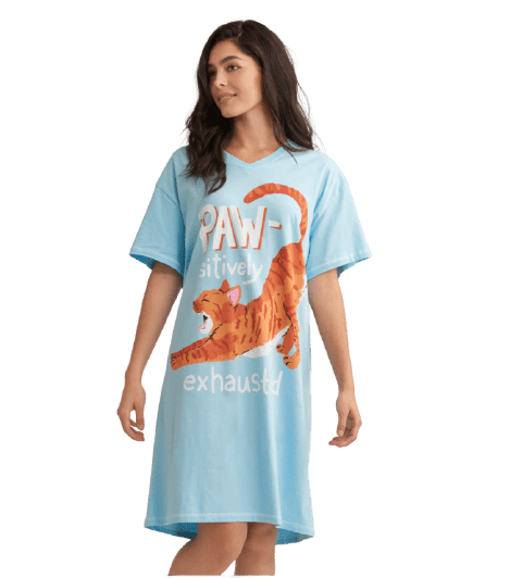Little Blue House by Hatley Women's Sleepshirt One Size - Pawsitively Exhausted - YesWellness.com