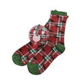 Little Blue House by Hatley Women's Socks in Ball Holiday Moose on Plaid - YesWellness.com