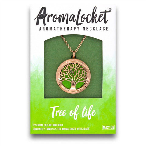 Matrix Aromatherapy AromaLocket Aromatherapy Necklace - Tree of Life (Rose Gold) - YesWellness.com